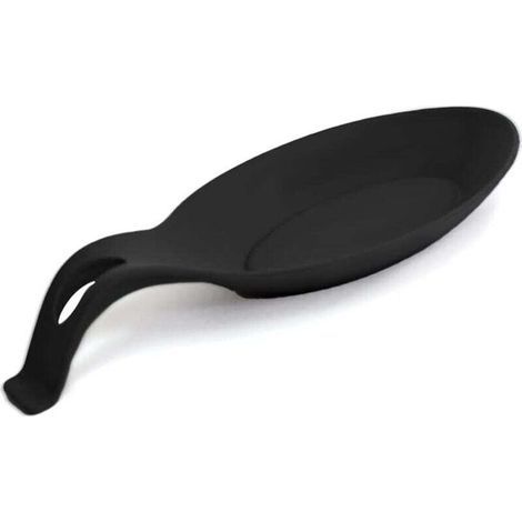 6 porta-cucchiai in silicone nero (20 x 9,5 cm), porta-cucchiai da cucina in silicone, porta-cucchiai in silicone, porta-posate, porta-cucchiai in silicone, per riporre utensili (1/4)