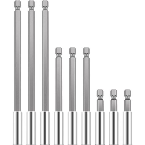 9-teiliges magnetisches Sechskant-Bohrer-Set, 1/4", Verlängerungshalter für Bohrer- und Schraubendreherverlängerungen, 5 cm/10 cm/15 cm