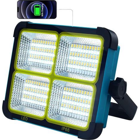 x 100-W-LED-Flutlicht, USB-C-Solar-aufladbar, 10000 lm, 16500-mAh-Akku, IP54, Baustelle/Camping (1/5)