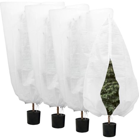 LaBlanc - Set di 4 coperture invernali per piante da esterno 100 x 120 cm, telo protettivo per piante con coulisse e cerniera, telo invernale riutilizzabile contro il gelo