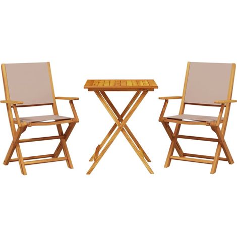 Maison Exclusive - Set da Bistrot 3pz Tortora in Tessuto e Legno Massello
