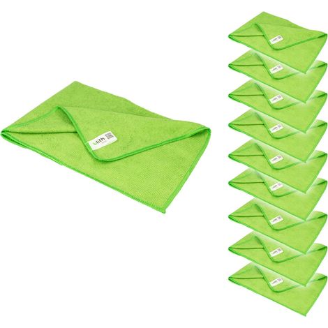 ULITH Clean-Basic Microfasertuch (10 Stück), 40 x 40 cm, Grün, 210 GSM, Robust, Langlebig, mit hoher Wasseraufnahme (1/3)