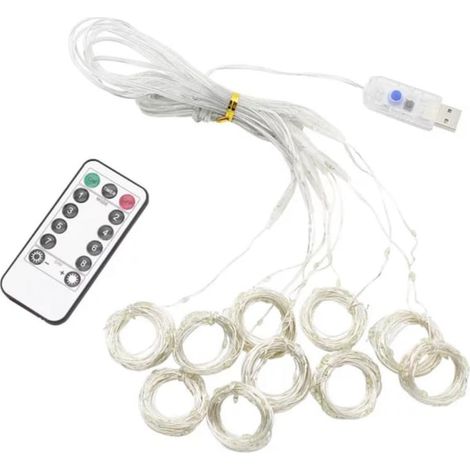 Rideau LED alimenté par USB - blanc chaud transparent (1/4)