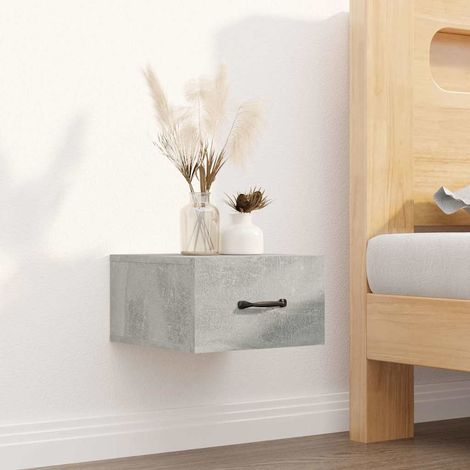 vidaXL Mesita de noche de pared color gris hormigón 35x35x20 cm (1/5)
