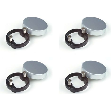 Cyclingcolors – Cache charnière ronde en plastique à visser – Pour vitres et verres – Finition nickel mat – Diamètre 33mm – Lot de 4 unités