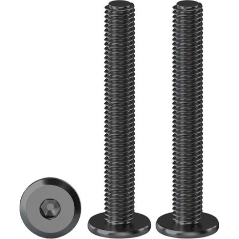 Vis à Tête Plate à Six Pans Creux Lot De 20 Vis à Tête Cylindrique Hexagonale à Bride Noir M5 X 50 mm Boulons à Tête Plate Hexagonale en Acier Inoxydable A2 V2A Vis à Métaux, Filetage Complet