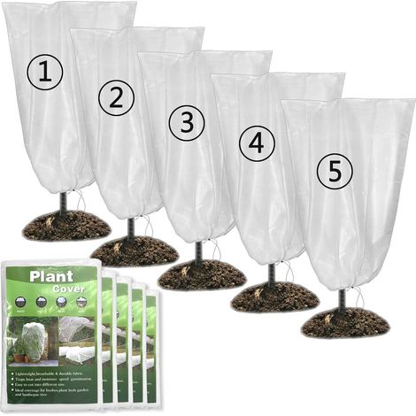 5pcs Housse de Protection pour Plantes en Hiver, 200x240cm, Non-Tissé Épais avec Cordon de Serrage, Couverture Anti-Gel et Froid pour Jardin (1/4)