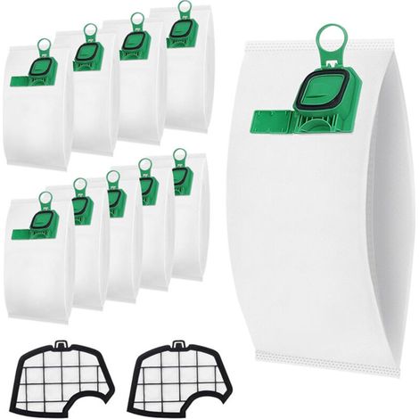 Kit Sac Aspirateur Compatible pour Vorwerk VK140 VK150 avec Filtre Remplacement, 10 Sacs Aspirateur Microfibre à 2 Filtres Moteur, (1/4)