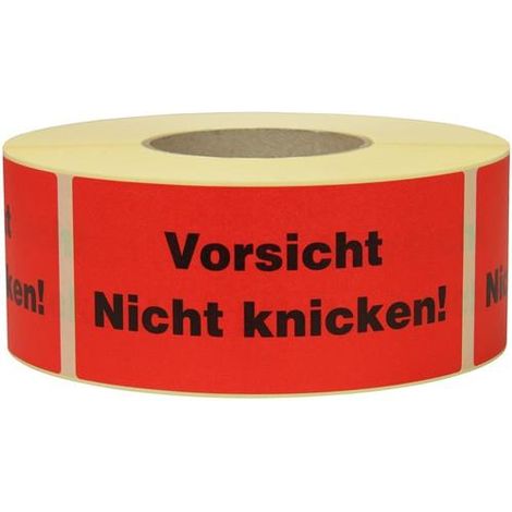 Warnetiketten Maße 145x70mm Papier rot Vorsicht Nicht knicken TRANSPAK (1/5)