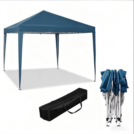 Gazebo plegable pop up 3x3 m azul con estructura de hierro y bolsa de transporte (1/5)