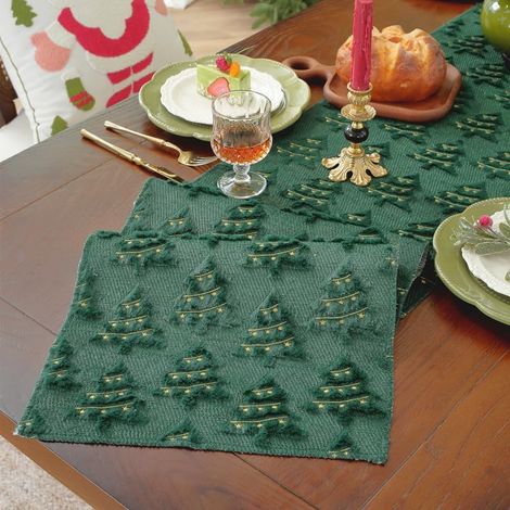 Décoration de Noël Chemin de table intérieur Vert 35 x 180 cm En peluche douce En velours Décoration de table de Noël Décoration de Noël (1/5)