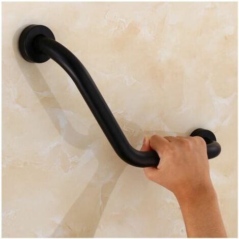 Barre D'Appui 43cm Poignée de Baignoires Inox Mural Porte-serviettes 43CM Noir (1/4)