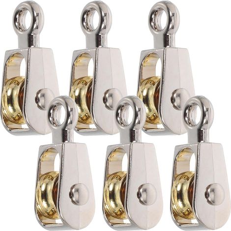 Kit de 6 Poulies Métalliques de 36 Mm en Alliage de Zinc, Poulie de Blocage Simple Installation Facile pour Laboratoire de Physique et Systèmes de Levage (1/5)