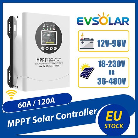 Controlador de carga solar, amplio rango de voltaje, alta eficiencia, sin WiFi, 120 A, PV 36-480 V (1/5)