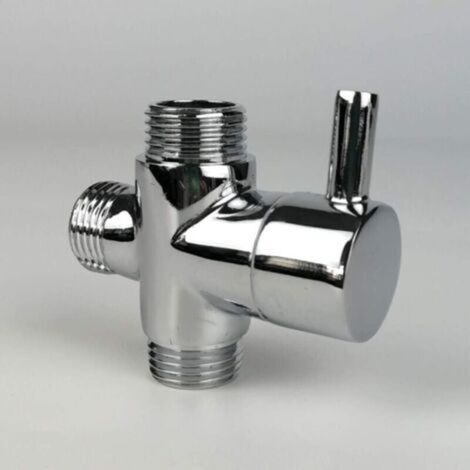 Vanne de dérivation, mâle G1/2 Robinet en laiton T adaptateur Chrome salle de bain douche robinet accessoires inverseur d'eau 3 voies vanne de remplissage mâle (1/4)