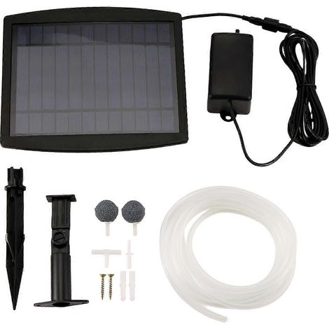 Pompe à air solaire oxygénatrice pour aquarium, pompe à air solaire 2,5 W avec 2 pierres à bulles d'air, aérateur solaire silencieux pour bassin (1/5)