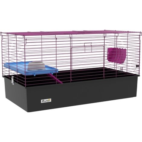 Chinchilla Rabbit Guinea Pig Small Animal Cage Playhouse with Platform and Ramp, 99x52x53cm, Black Pet Habitat (1/5)