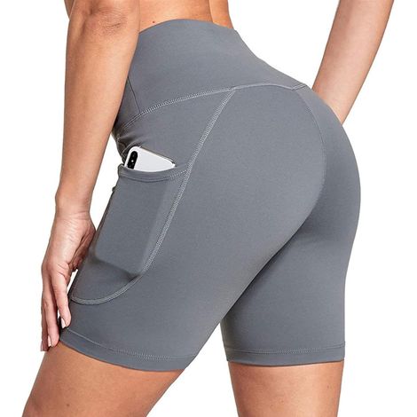 Short de bain taille haute pour femme 5 points avec poches pour la plage et la piscine à séchage rapide avec poches (1/5)