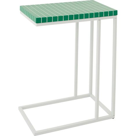Table d'Appoint à Carreaux "Spia" 60cm Vert & Blanc (1/5)