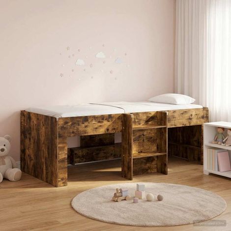 Marco de Cama Alta para Niños 2 pcs Roble Ahumado