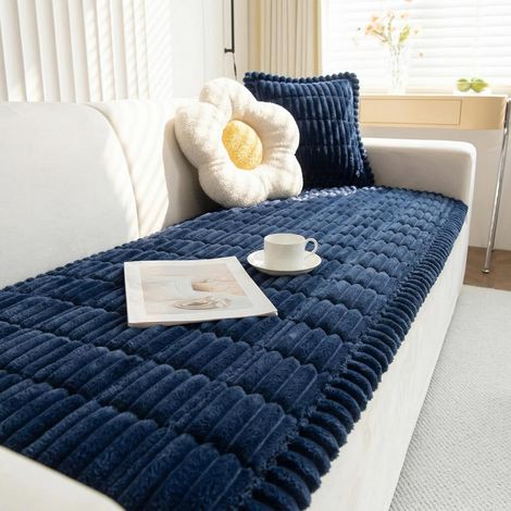 Dicker Cord-Sofaüberwurf rutschfest 70x210cm Marineblau 1 Stück