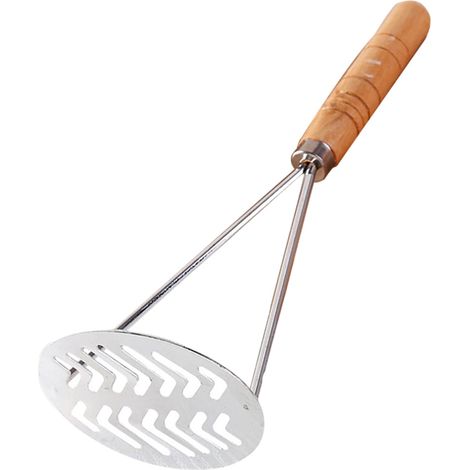Écrase-Pommes En Acier Inoxydable - Tête Large Perforée - Manche En Bois Ergonomique - Pour Pommes De Terre Patates Douces Haricots Avocats Œufs - 1 Pièce (1/5)