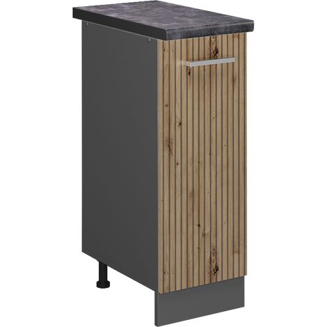 Armadio cucina dispensa alto R-Line, Rovere artigianale, 30 cm , PL Antracite, Vicco