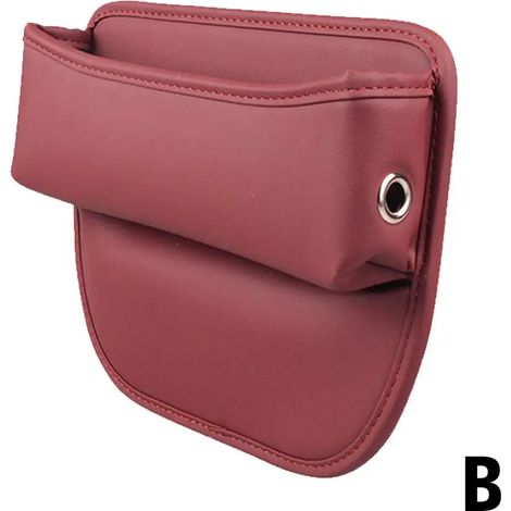 Organisateur de siège avant en cuir PU rouge pour téléphone, clés et petits objets, avec console latérale et compartiment de rangement pour siège auto (L6J8) (1/5)