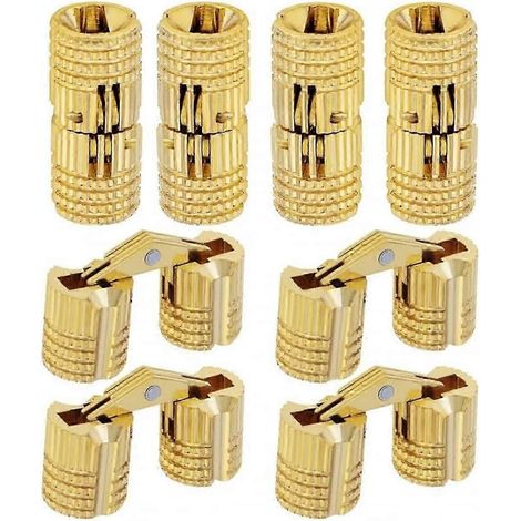 Lot de 8 charnières invisibles en laiton de 10 mm, angle d'ouverture de 180°, pour meubles et bricolage. (1/5)