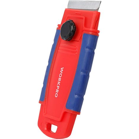 Raschietto leggero a lama retrattile per lame a filo singolo in blu e rosso