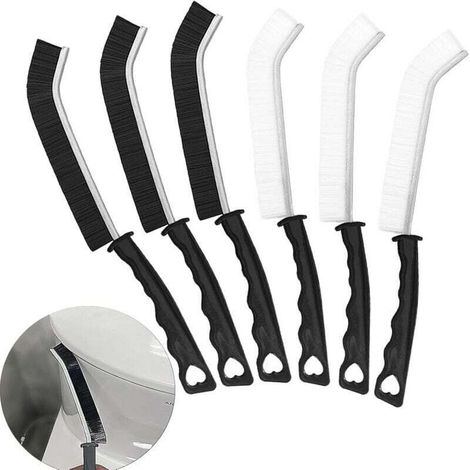 6 Pièces Brosse De Nettoyage des Interstices, Brosse Joint Carrelage Brosse, Multifonction Brosse Nettoyage avec Poignée pour Porte Fenêtre Salle de Bain Cuisine Anti Rouille (3 Noir + 3 Blanc)-Crezuo (1/4)