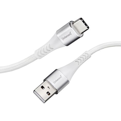 Intenso USB-Kabel USB 2.0 USB-A Stecker, USB-C® Stecker 1.50 m Weiß Stoff-Ummantelung 7901102 (1/4)