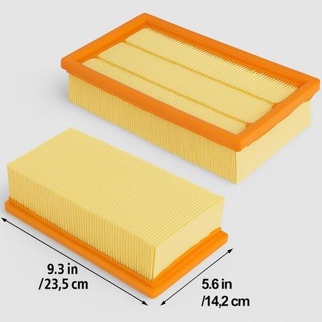 Packung mit 2 flachen Faltenfiltern, kompatibel mit NT 25/1 Ap, NT 35/1 Ap, NT 35/1, NT 45/1, NT 55/1, NT 361, NT 561, NT 611 Tact, Te, M, Eco für 6.904-367.0/69043670 (1/4)