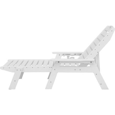 Chaise Lounge Réglable 6 Positions, Capacité 181 kg, Dossier et Porte-gobelet, HDPE pour Extérieur, Jardin, Piscine, Blanc (1/5)