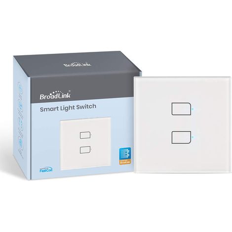 Smart Touch Wall Switch, 2-Gang interrupteur mural simple à fil unique, sans neutre ou condensateur requis, fonctionne avec et , commutateur requis(Pas de hub) (1/5)
