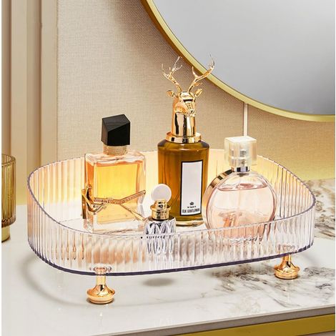 Makeup Perfume Tray, Makeup Organizer, Cosmetic Tray, Skin Care Organizer for Bathroom Vanity (Clear) (1/5)