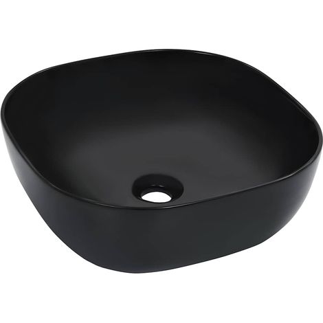 vidaXL Lavabo 42,5x42,5x14,5 cm Céramique Noir (1/5)