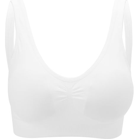 Soutien-gorge sportif femme fille sans fil doux respirant pour yoga gym course fitness blanc L (1/5)