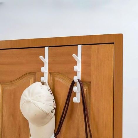 Weiße Türhaken, 4,5 x 28 cm, 2er-Set, für Büros, Schlafsäle und Cafés. Installation ohne Bohren. (1/5)