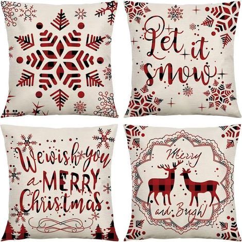 4PCS Thème de Noël Housse de Coussin,Taie d'oreiller de Flocon de Neige,Taie d'oreiller de Noël,Noël Housse de Coussin,Taie d'oreiller de Noel pour Canape (1/5)