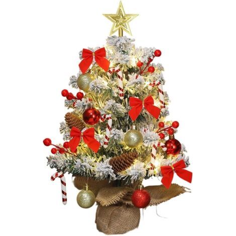 Mini Sapin de Noël Artificiel,45cm Petit Sapin de Noel avec Décorations et Guirlande Lumineuse LED,Petit Arbre de Noëls de Table pour la Fête De Vacances Table Bureau Accueil Décoration (1/5)