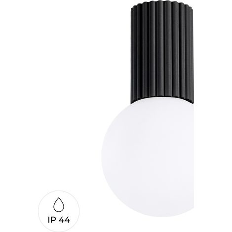 Faretto da soffitto moderno, corpo scanalato nero, sfera di vetro bianco per bagno, corridoio, 1xG9 8W IP44, HALO Sollux Lighting (1/5)