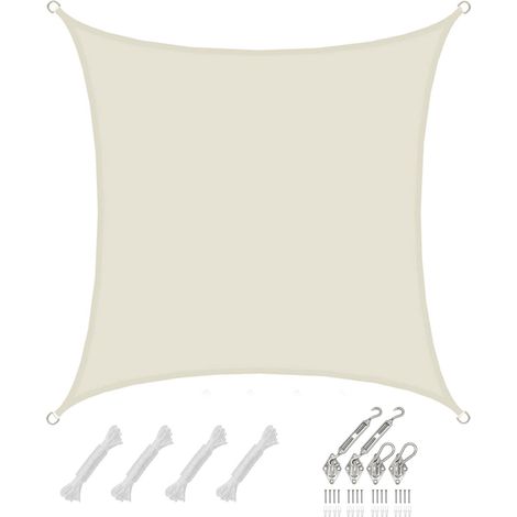 2x2m Sonnensegel Viereckig Wasserdicht - Sonnenschutz Segel Set mit Befestigung