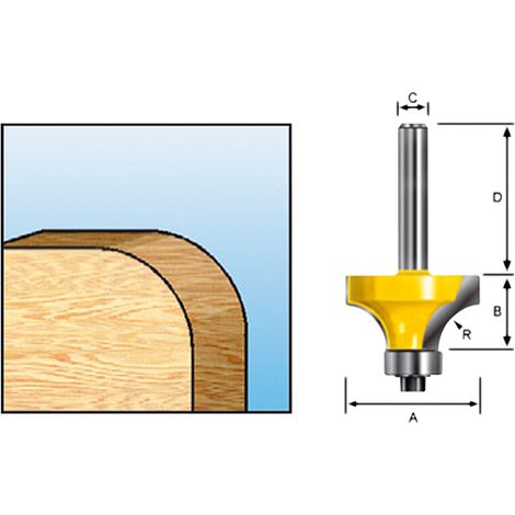 Makita - Fresa concava, 19x9,5 mm D-09422