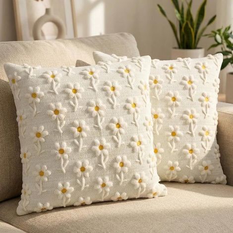 Set di 2 federe 40 x 40 cm,con ricami floreali,realizzate in tessuto morbido,eleganti decorazioni per divano,soggiorno e arredamento d'interni (1/5)
