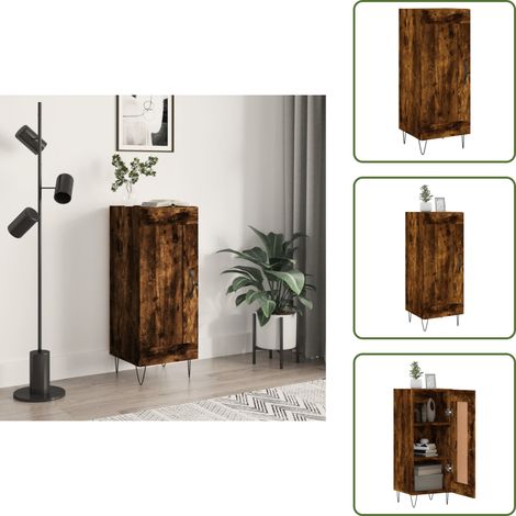 Buffet Chêne fumé 34,5x34x90 cm Bois d'ingénierie - Buffet Design - Meuble Rangement - Armoire Entrée - Commode Salon - Mobilier Chambre (1/5)