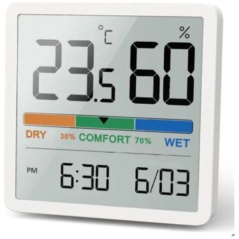 Hygrometer Indoor Thermometer, Desktop Digital Thermometer with Temperature and Humidity Monitor, (White) (1/5)