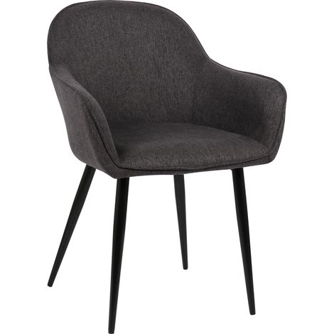 Silla de comedor Boise tapizada en tela Negro (1/5)