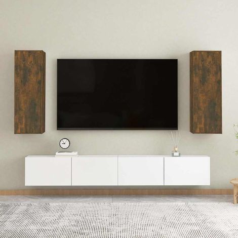 vidaXL Muebles para TV 2 uds madera roble ahumado 30,5x30x90 cm (1/5)
