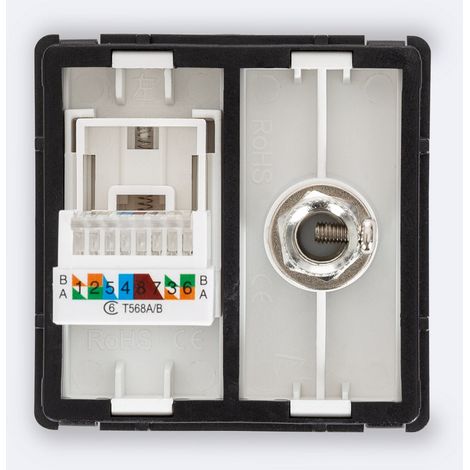 Toma RJ45 CAT 6 Internet + TV Macho Modern Blanco